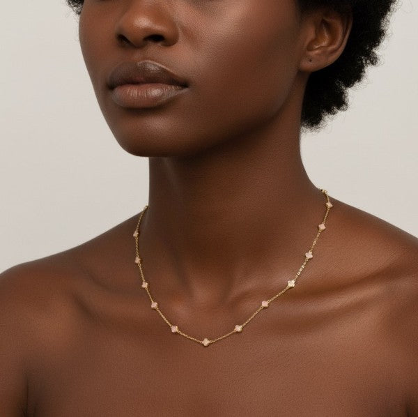 Petite Colored Clover Necklace-Reef Love