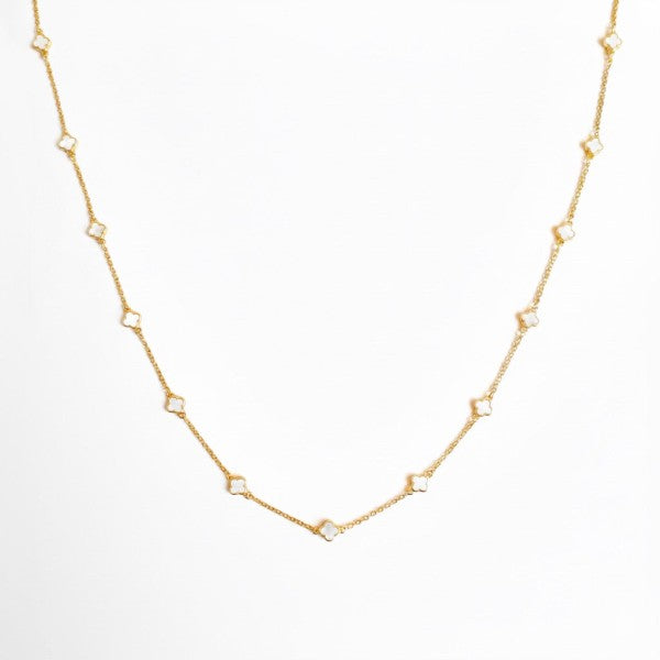 Petite Colored Clover Necklace-Reef Love