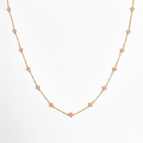 Petite Colored Clover Necklace-Reef Love