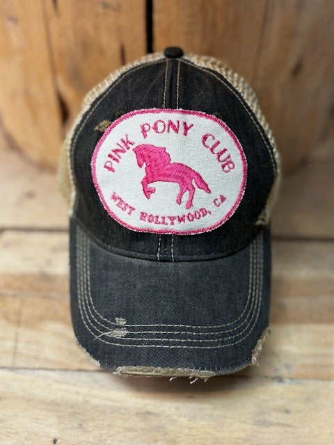 Pink Pony Club Distressed Snapback Baseball Cap-Pink Pony Club Distressed Snapback Baseball Cap. Headmost Brand Cap, Tan Mesh Snapback Closure. Entire cap is soft and superior quality.