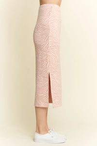 Jade By Jane Zebra Print Side Slit Midi Skirt-Midi Skirt-Reef Love