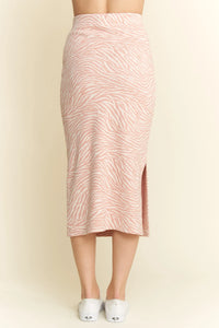 Jade By Jane Zebra Print Side Slit Midi Skirt-Midi Skirt-Reef Love