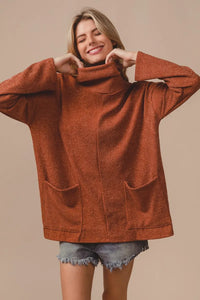 Piper Rib Double Pocket Turtle Neck Sweater