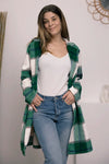 Plaid Button Up Lapel Collar Jacket-Plaid button-up jacket with lapel collar. A perfect season transitional coat, available in several colors for versatile layering. Standard and Plus Size.