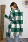Plaid Button Up Lapel Collar Jacket-Plaid button-up jacket with lapel collar. A perfect season transitional coat, available in several colors for versatile layering. Standard and Plus Size.