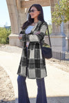 Plaid Button Up Lapel Collar Jacket-Plaid button-up jacket with lapel collar. A perfect season transitional coat, available in several colors for versatile layering. Standard and Plus Size.