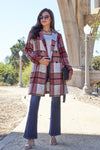 Plaid Button Up Lapel Collar Jacket-Plaid button-up jacket with lapel collar. A perfect season transitional coat, available in several colors for versatile layering. Standard and Plus Size.