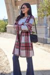 Plaid Button Up Lapel Collar Jacket-Plaid button-up jacket with lapel collar. A perfect season transitional coat, available in several colors for versatile layering. Standard and Plus Size.