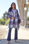 Plaid Button Up Lapel Collar Jacket-Plaid button-up jacket with lapel collar. A perfect season transitional coat, available in several colors for versatile layering. Standard and Plus Size.