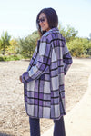 Plaid Button Up Lapel Collar Jacket-Plaid button-up jacket with lapel collar. A perfect season transitional coat, available in several colors for versatile layering. Standard and Plus Size.
