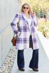 Plaid Button Up Lapel Collar Jacket-Plaid button-up jacket with lapel collar. A perfect season transitional coat, available in several colors for versatile layering. Standard and Plus Size.