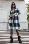Plaid Button Up Lapel Collar Jacket-Plaid button-up jacket with lapel collar. A perfect season transitional coat, available in several colors for versatile layering. Standard and Plus Size.