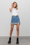 Plaid Checker Denim Mini Skirt-Denim Mini Skirt-Insane Gene-Reef Love