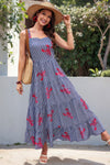Plaid Lobster Print A-Line Maxi Dress