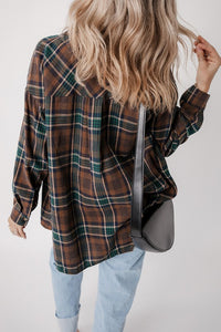 Plaid Print Chest Pockets Buttoned Shacket-Classic plaid button-up shacket with chest flap pockets. A versatile layering piece blending shirt and jacket style—perfect for effortless fall outfits.-Reef Love
