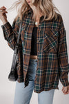 Plaid Print Chest Pockets Buttoned Shacket-Classic plaid button-up shacket with chest flap pockets. A versatile layering piece blending shirt and jacket style—perfect for effortless fall outfits.-Reef Love
