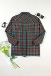 Plaid Print Chest Pockets Buttoned Shacket-Classic plaid button-up shacket with chest flap pockets. A versatile layering piece blending shirt and jacket style—perfect for effortless fall outfits.-Reef Love