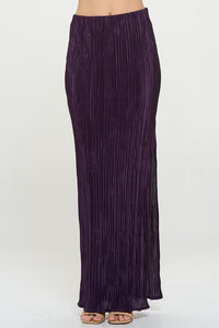 Plisse Maxi Skirt with Slit, Purple-Reef Love