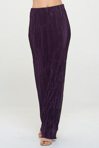 Plisse Maxi Skirt with Slit, Purple-Reef Love