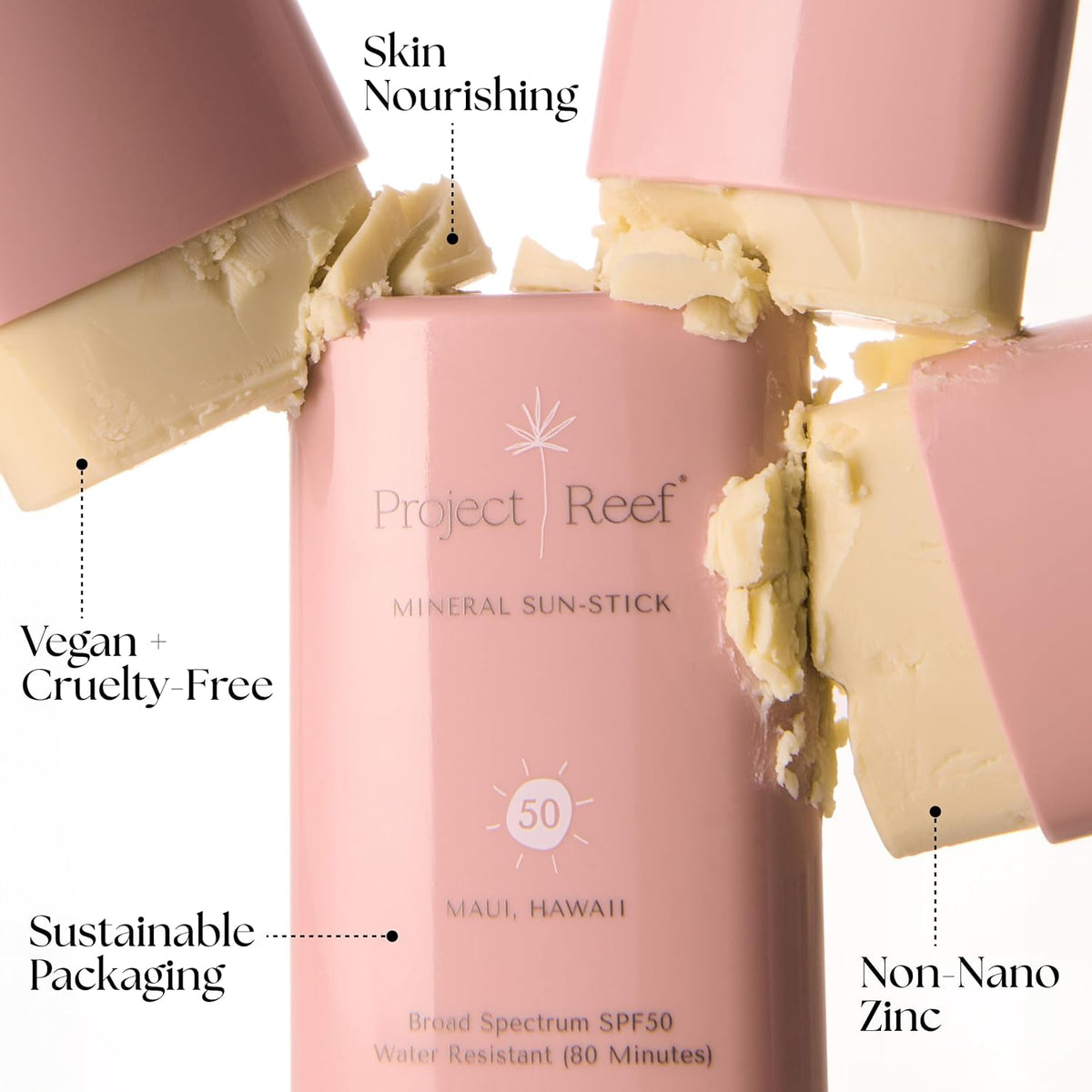 SPF 50 Sheer Mineral Sunscreen Stick - Vegan, Reef Safe, Non-Nano Zinc, Face Sunblock Stick, No White Residue, Ideal for Travel & Kids