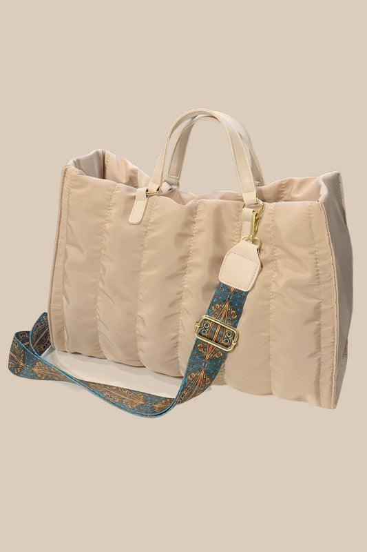 Puffer Tote Top Handle Handbag