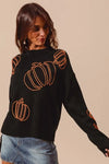 Pumpkin Patch Embroidered Knit Sweater