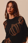 Pumpkin Patch Embroidered Knit Sweater