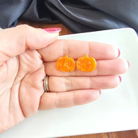 Pumpkin Patch Stud Earrings - Orange-Perfectly Pumpkin Stud Earrings in Orange - charming studs capture the spirit of autumn with their sweet pumpkin shape and bold color. 