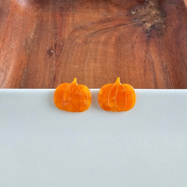 Pumpkin Patch Stud Earrings - Orange-Perfectly Pumpkin Stud Earrings in Orange - charming studs capture the spirit of autumn with their sweet pumpkin shape and bold color. 