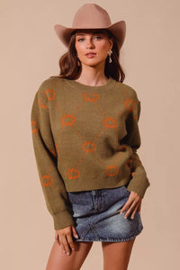 Celebrate the festive season in style with this Pumpkin Thanksgiving Sweater. Featuring a charming pumpkin rhombus pattern.