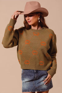 Celebrate the festive season in style with this Pumpkin Thanksgiving Sweater. Featuring a charming pumpkin rhombus pattern.