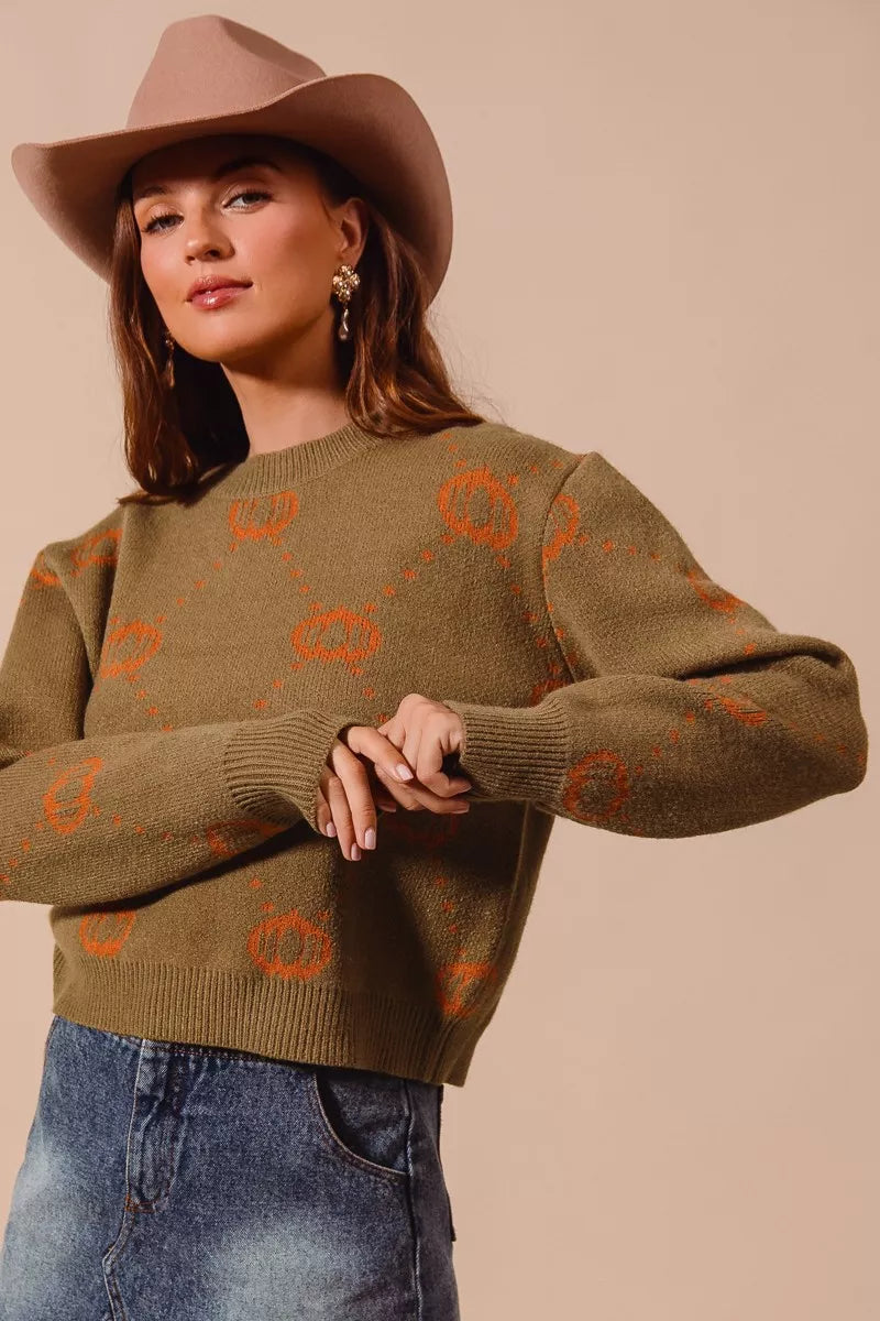 Celebrate the festive season in style with this Pumpkin Thanksgiving Sweater. Featuring a charming pumpkin rhombus pattern.