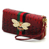 Queen Bee Stripe Ostrich Double Zip Around Wallet-Reef Love