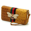 Queen Bee Stripe Ostrich Double Zip Around Wallet-Reef Love