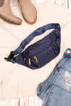 Quilted Convertible Sling Belt Bum Bag-Convertible quilted belt bag and sling bag with gold hardware and 4 zipper pockets. Lightweight, stylish, and perfect for travel or everyday wear.-Reef Love