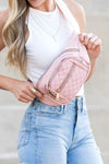 Quilted Convertible Sling Belt Bum Bag-Convertible quilted belt bag and sling bag with gold hardware and 4 zipper pockets. Lightweight, stylish, and perfect for travel or everyday wear.-Reef Love