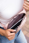 Quilted Convertible Sling Belt Bum Bag-Convertible quilted belt bag and sling bag with gold hardware and 4 zipper pockets. Lightweight, stylish, and perfect for travel or everyday wear.-Reef Love