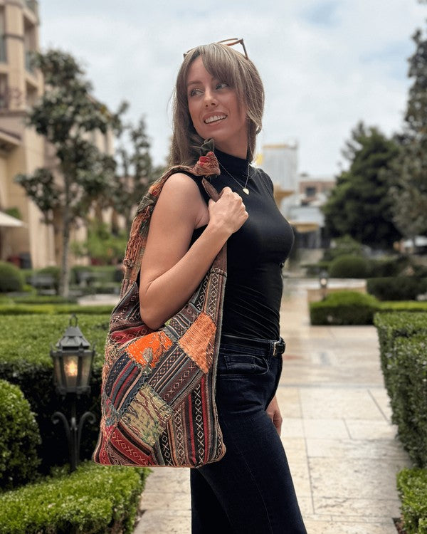 Kathmandu Collection Quilted Patchwork Hobo Bag-Hobo Bag-Reef Love