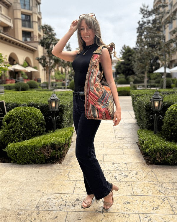 Kathmandu Collection Quilted Patchwork Hobo Bag-Hobo Bag-Reef Love