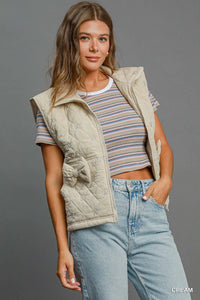 Quilted Vest with Bow Details