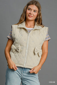 Quilted Vest with Bow Details