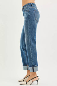 RISEN 4 Way Stretch Slouchy Straight Jeans with Cuffed Hem- Boho Chic Styles by Reef Love