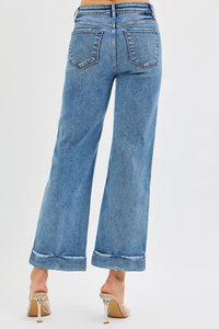 RISEN Crop Straight Jeans with Taylor Cuffed