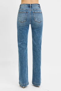 RISEN Distressed Detail Bootcut Jeans-Reef Love