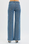 RISEN Embroidered Bow Wide Leg Jeans-Reef Love