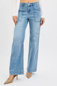 RISEN Front Pocket High Rise Relaxed Jeans-RISEN-Reef Love Boutique