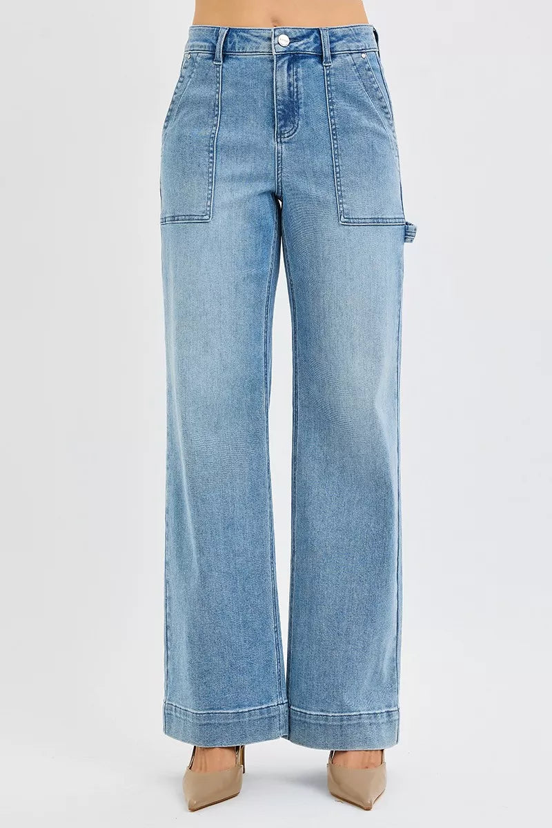 RISEN Front Pocket High Rise Relaxed Jeans-RISEN-Reef Love Boutique