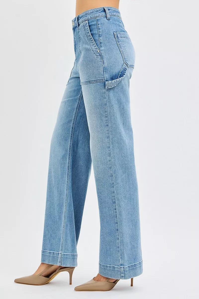 RISEN Front Pocket High Rise Relaxed Jeans-RISEN-Reef Love Boutique