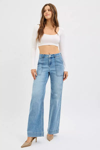 RISEN Front Pocket High Rise Relaxed Jeans-RISEN-Reef Love Boutique