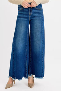 RISEN Full Size High Rise Ankle Wide Jeans-Cropped Wide Leg Jeans-Reef Love